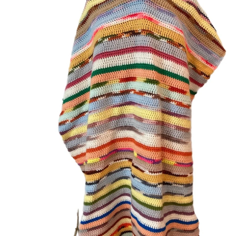 Blanket Crochet Multistriped Afghan Blanket Coastal Granny Crib Throw
